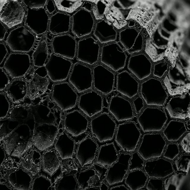 Microscopic view of biochar