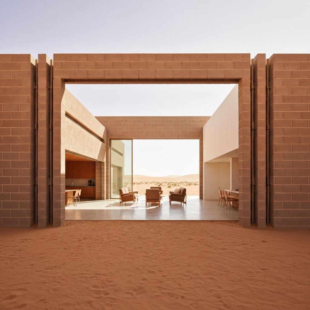 Cool interior of Bio-Block desert home