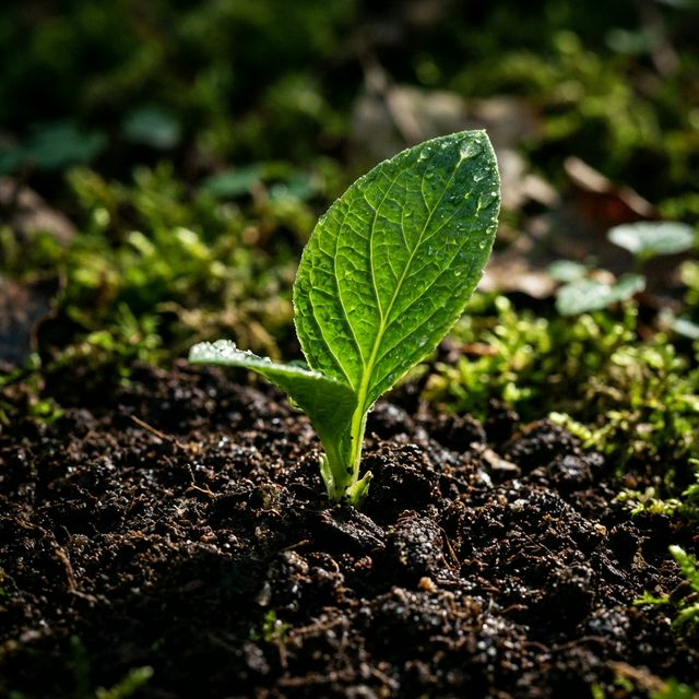 Macro view of alpine plant growth